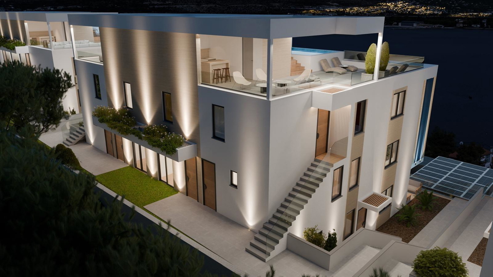 Penthouse with a rooftop terrace and sea view in an exclusive apartment complex on &Ccaron;iovo&excl;