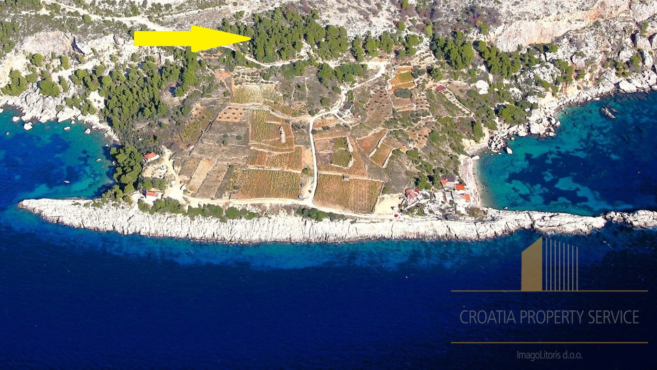 Хвар, Зараће - эксклюзивный строительный участок с разрешением на строительство роскошной виллы!