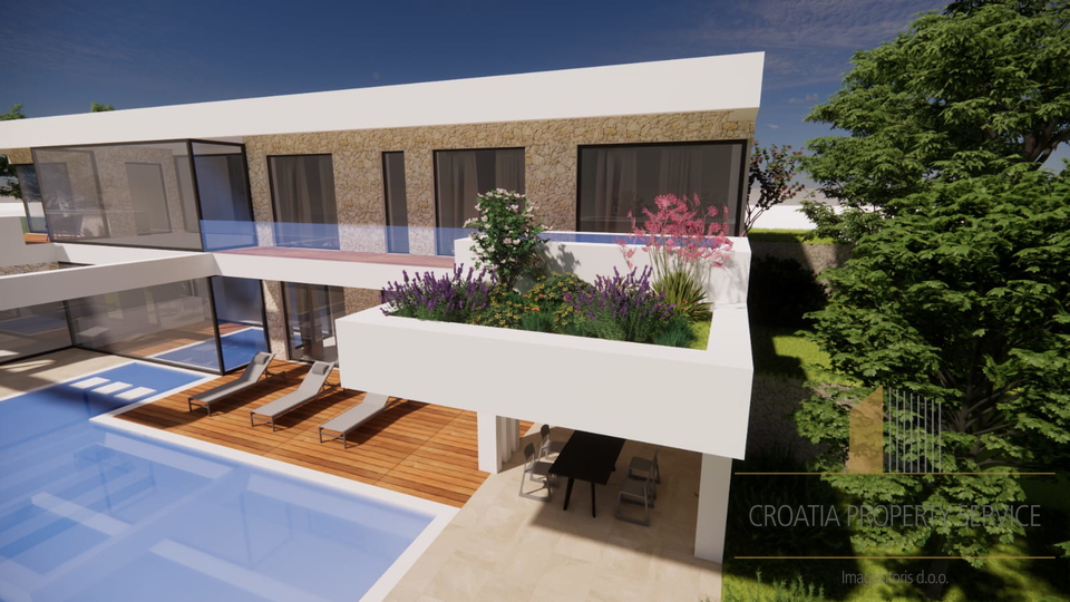 Building land with a sea view and a conceptual project for a villa – Maslenica, Zadar!