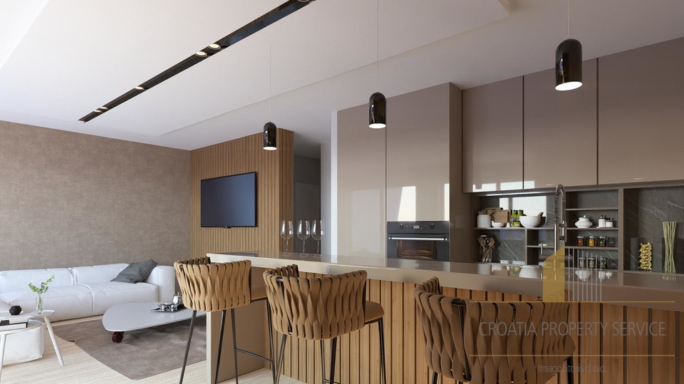 Luxury penthouse with a rooftop terrace and swimming pool 70 m from the beach – Diklo, Zadar