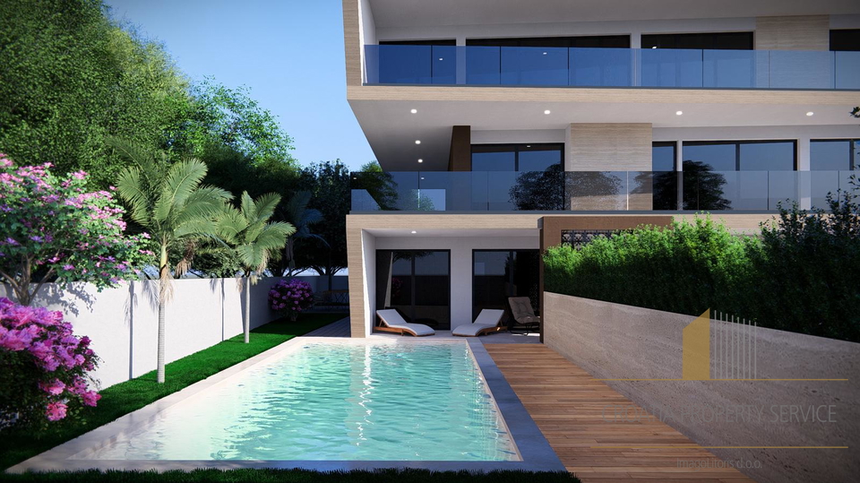 Luxury penthouse with a rooftop terrace and swimming pool 70 m from the beach – Diklo, Zadar