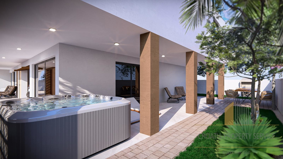 Luxury penthouse with a rooftop terrace and swimming pool 70 m from the beach – Diklo, Zadar