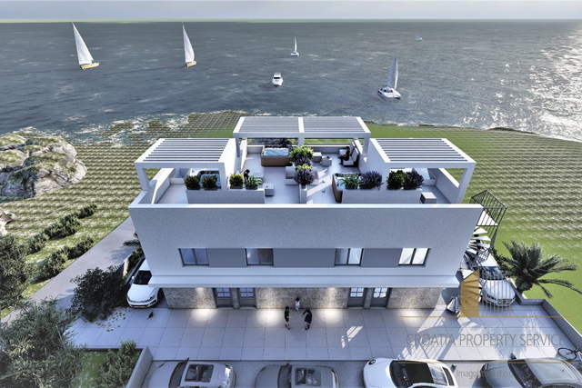 Luxury three-story apartment with garden, rooftop terrace, and sea view – Čiovo, second row to the sea!