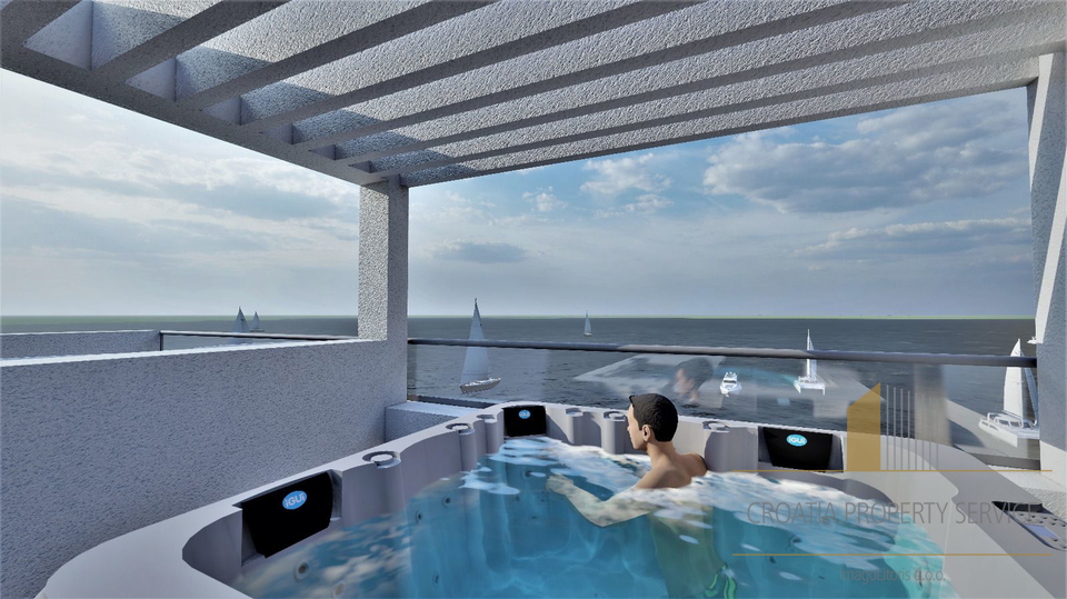 Luxury three-story apartment with garden, rooftop terrace, and sea view – Čiovo, second row to the sea!