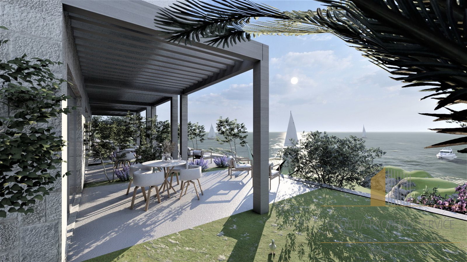 Luxury three-story apartment with garden, rooftop terrace, and sea view – Čiovo, second row to the sea!