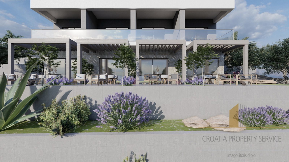 Luxury three-story apartment with garden, rooftop terrace, and sea view – Čiovo, second row to the sea!