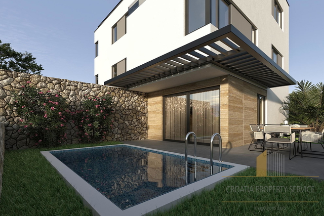 Luxuswohnung mit Garten und Pool, 200 m vom Meer entfernt – Mandre, Insel Pag!