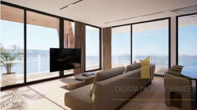 Luxurious penthouse with a rooftop terrace in the first row to the sea – Sukošan!