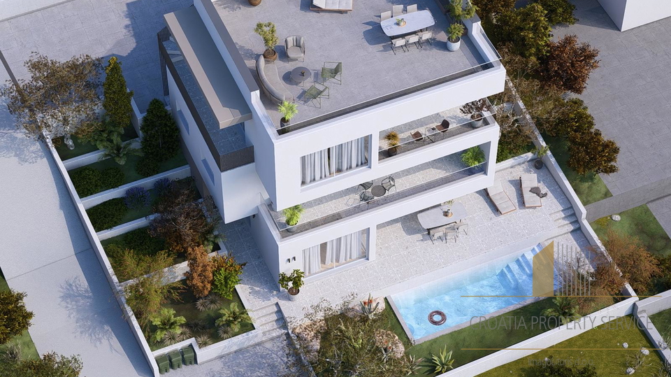 Appartamento trilocale di lusso con piscina e vista mare – Čiovo, a 250 m dal mare!