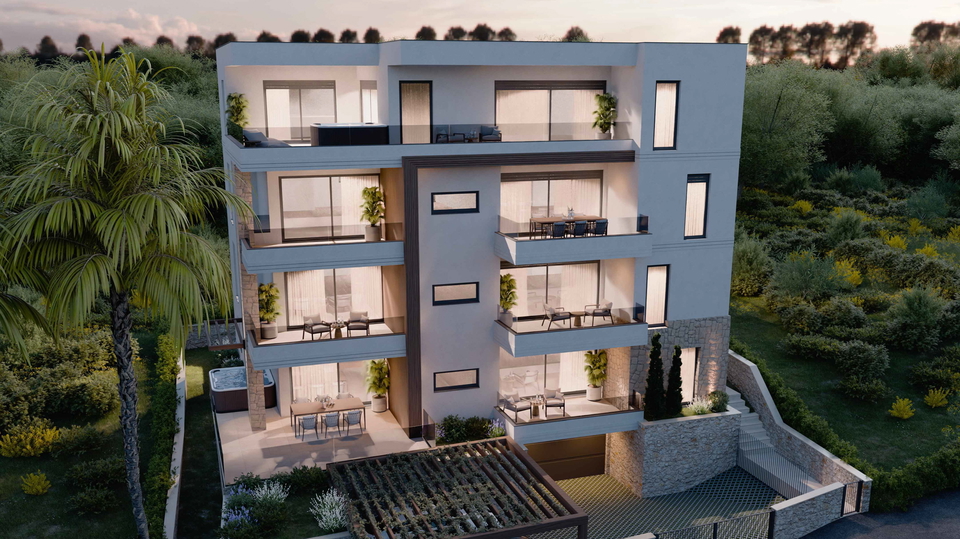 Luksuzni penthouse z jacuzzijem in odprtim pogledom na morje - Primo&scaron;ten&excl;