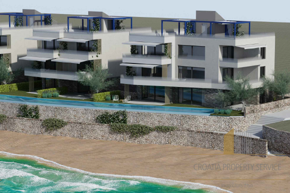Luxury penthouse with a rooftop terrace in a new building, first row by the beach on the island of Pag!