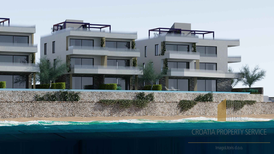 Luxury penthouse with a rooftop terrace in a new building, first row by the beach on the island of Pag!