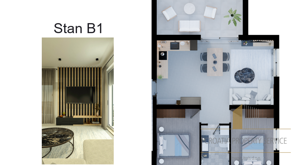 Moderan jednosoban stan 300 m od mora u mirnom dijelu Rogoznice!