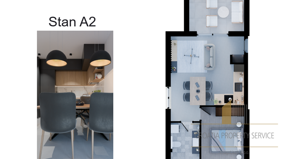 Dvosoban stan u modernoj novogradnji  300 m od mora u mirnom dijelu Rogoznice!