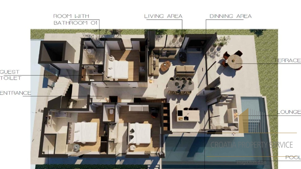 Luxurious penthouse with a rooftop terrace in the first row to the sea – Sukošan!