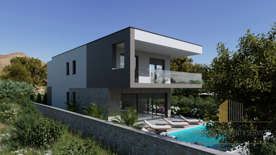 Neue moderne Villa mit Pool in erster Reihe am Meer auf der Insel Murter!