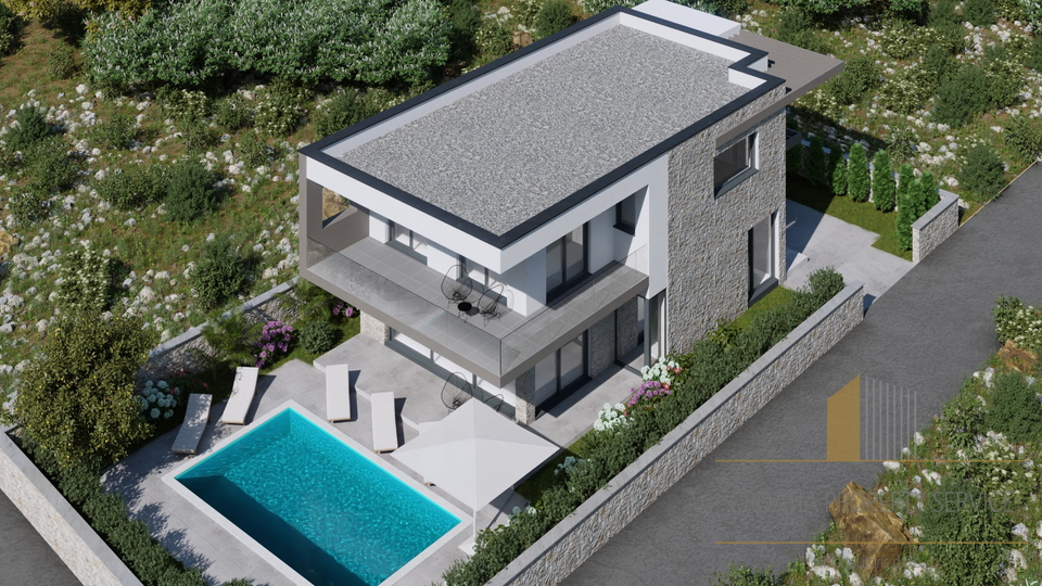 Neue moderne Villa mit Pool in erster Reihe am Meer auf der Insel Murter!