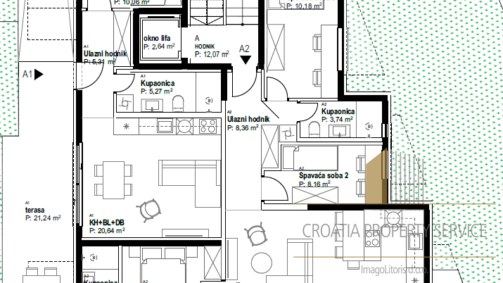 Appartamento di lusso con due camere in edificio moderno con vista mare - Ka&scaron;tel Kambelovac&excl;
