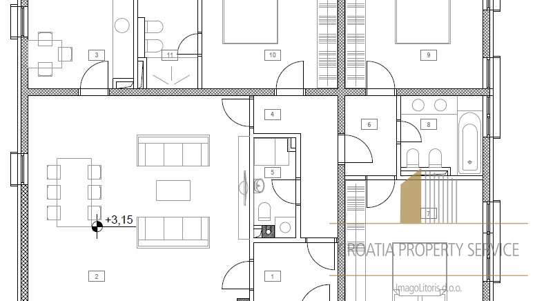 Luxuriöses Penthouse mit Meerblick in einer exklusiven Gegend, 100 m vom Strand entfernt – Split!