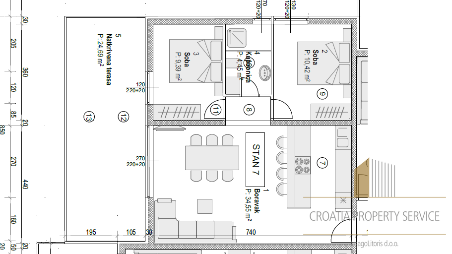 Dvosoban stan u modernoj novogradnji 300 m od plaže – Povljana, otok Pag!