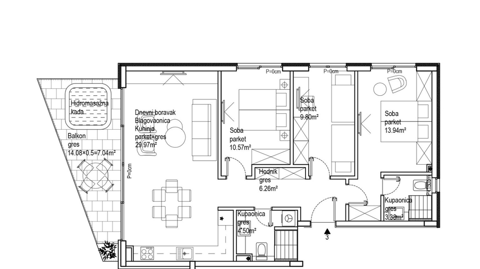 Luxuri&ouml;se Dreizimmerwohnung erste Meereslinie &ndash; exklusives Angebot in Suko&scaron;an&excl;
