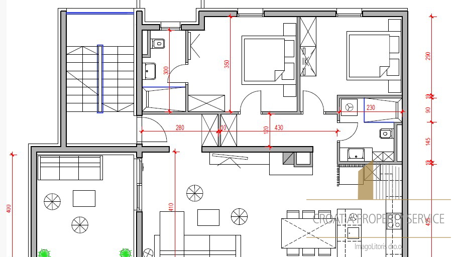 Attico di lusso con giardino e terrazza sul tetto a 500 m dal mare – Podstrana!