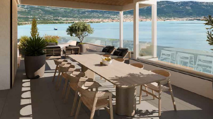 Penthouse with a rooftop terrace and sea view in an exclusive apartment complex on &Ccaron;iovo&excl;