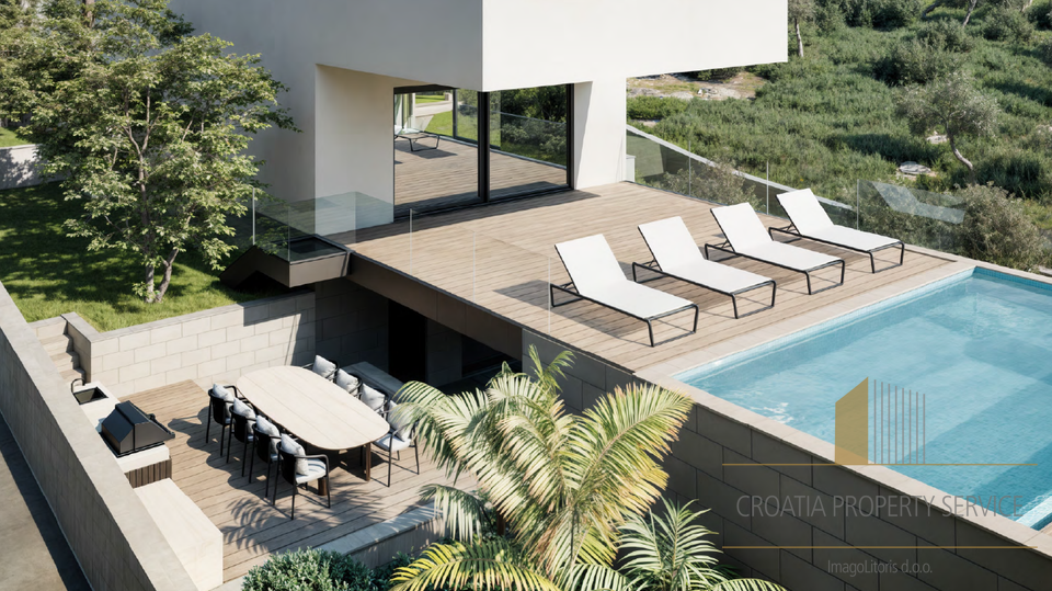 Luxury villa under construction with panoramic sea and Split - Klis view!