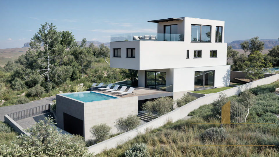Luxury villa under construction with panoramic sea and Split - Klis view!