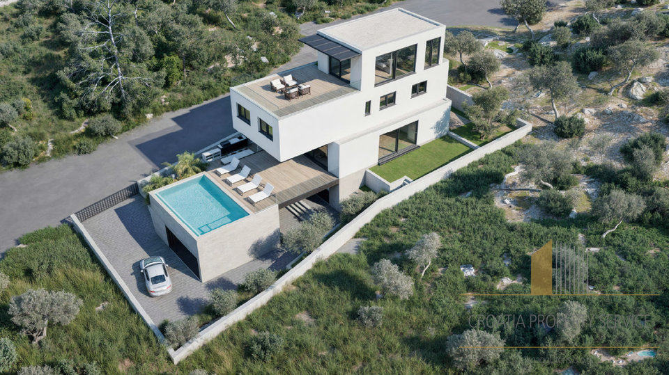 Luxury villa under construction with panoramic sea and Split - Klis view!