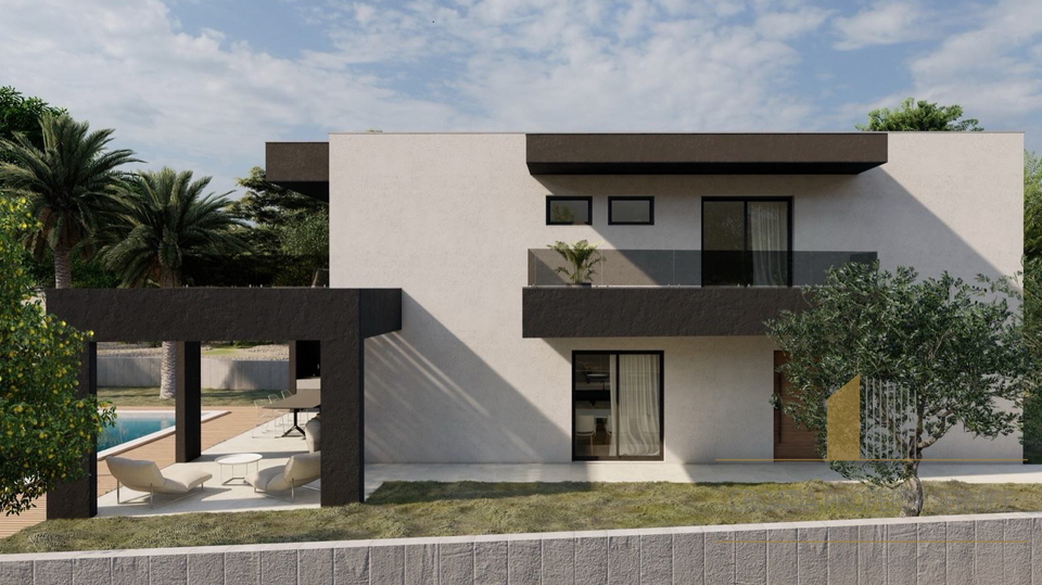 Building land 40 meters from the sea with a project for a luxury villa near Trogir!