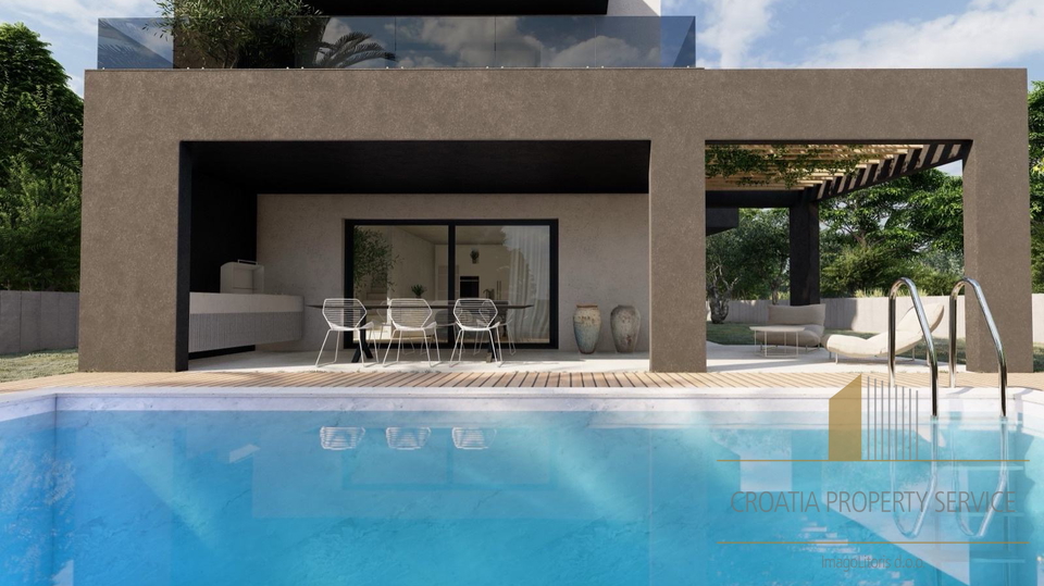 Building land 40 meters from the sea with a project for a luxury villa near Trogir!