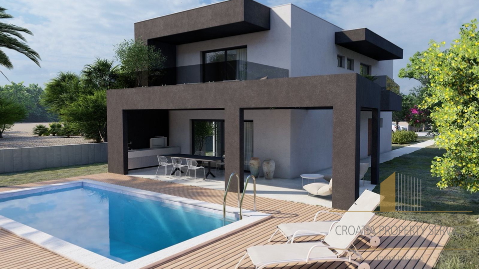 Building land 40 meters from the sea with a project for a luxury villa near Trogir!