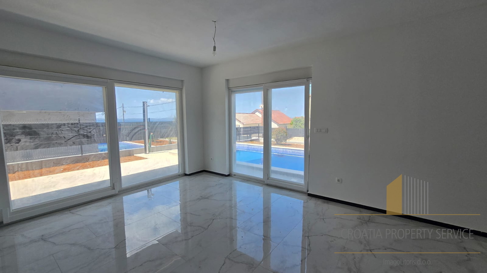 New modern villa with a swimming pool and sea view on the island of Vir!