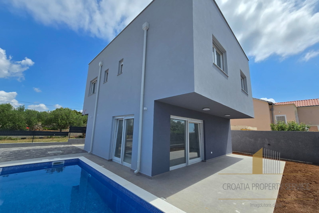 New modern villa with a swimming pool and sea view on the island of Vir!