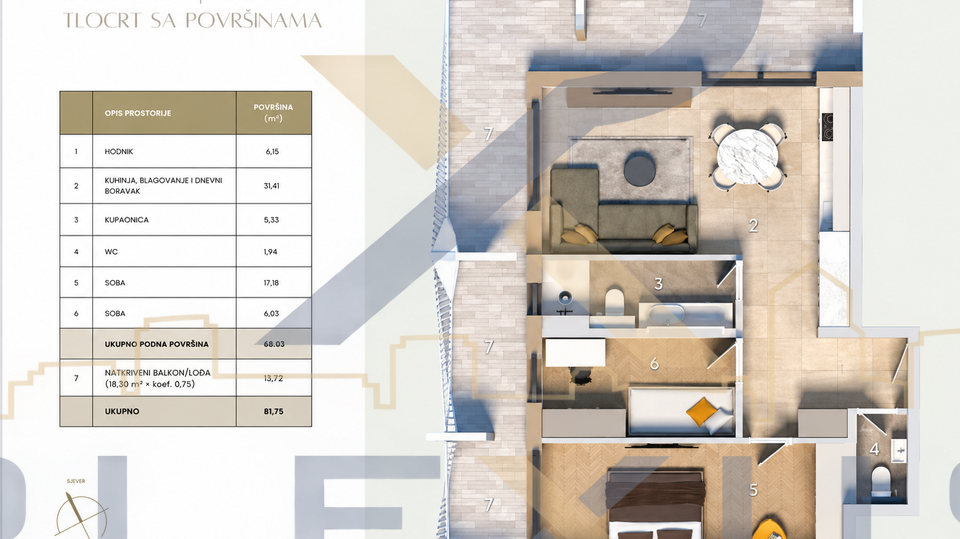 DUILOVO &ndash; NOVOGRADNJA - DVOSOBAN STAN 63&comma;03m2 &lpar;2&period;kat&rpar;