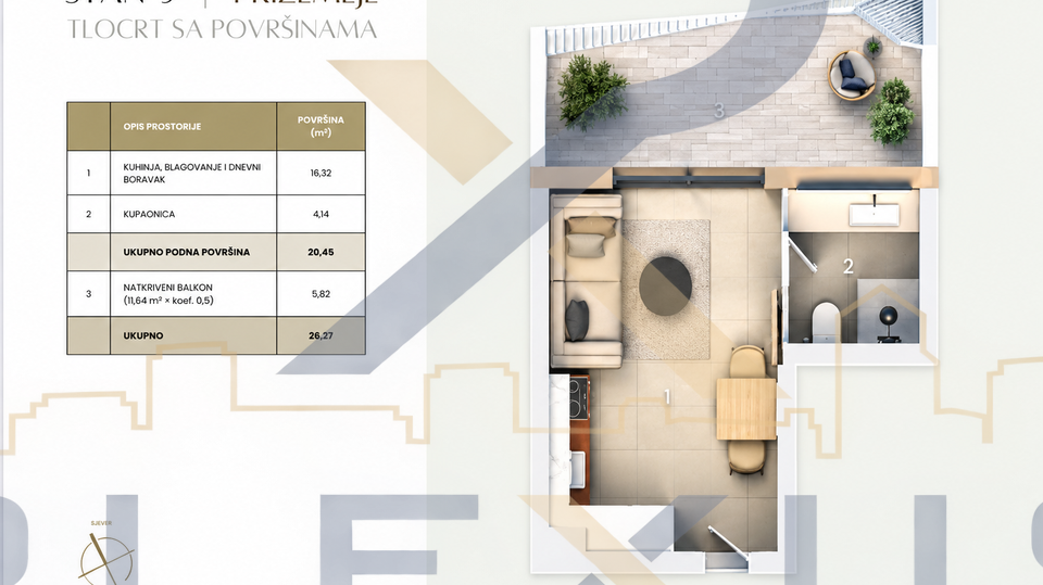DUILOVO &ndash; NOVOGRADNJA - GARSONJERA 20&comma;45m2 &lpar;1&period;kat&rpar;