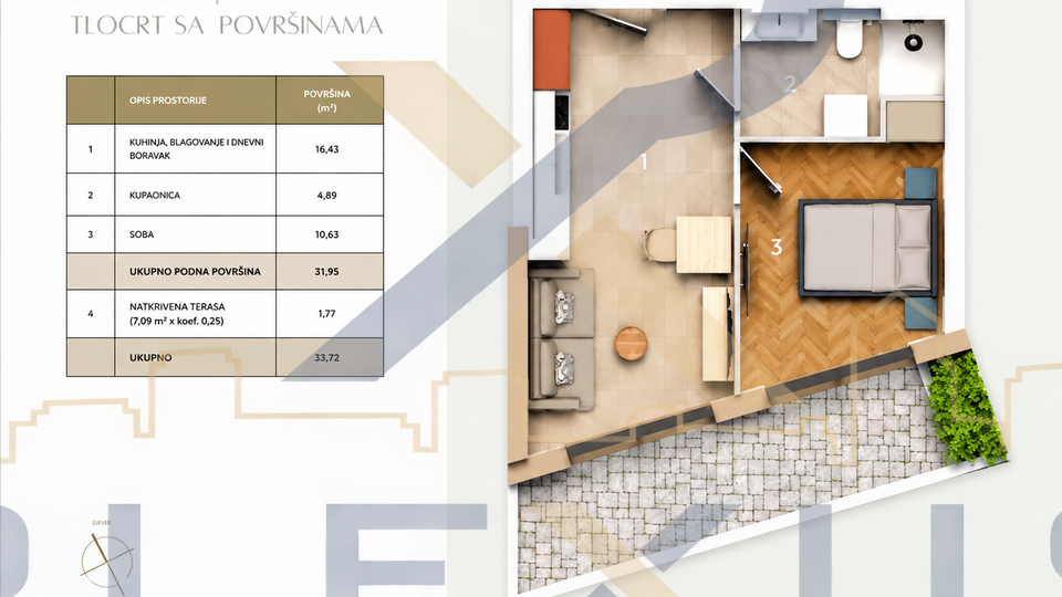 DUILOVO &ndash; NOVOGRADNJA - JEDNOSOBNI STAN 33&comma;37m2 &lpar;prizemlje&rpar;