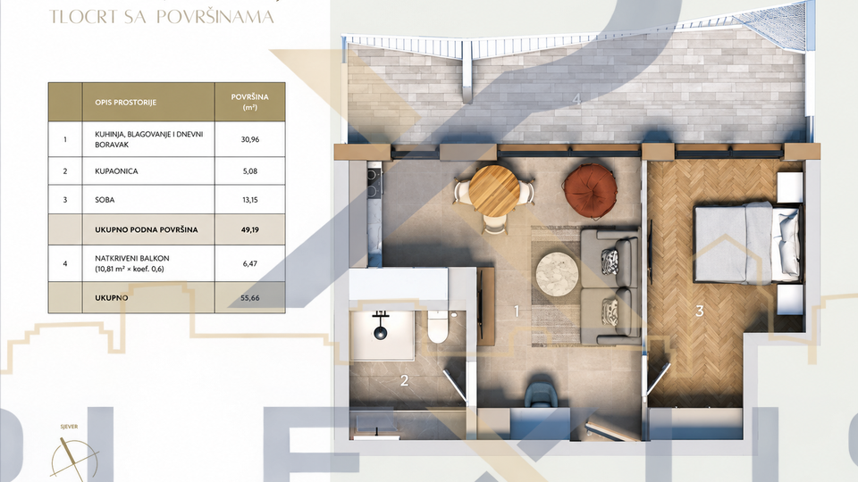 DUILOVO &ndash; NOVOGRADNJA - JEDNOSOBNI STAN 38&period;19m2 &lpar;1&period;kat&rpar;