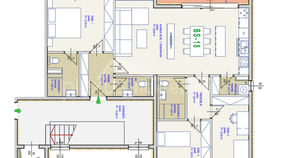 Trosoban stan - apartman: Seget Donji, 107 m2