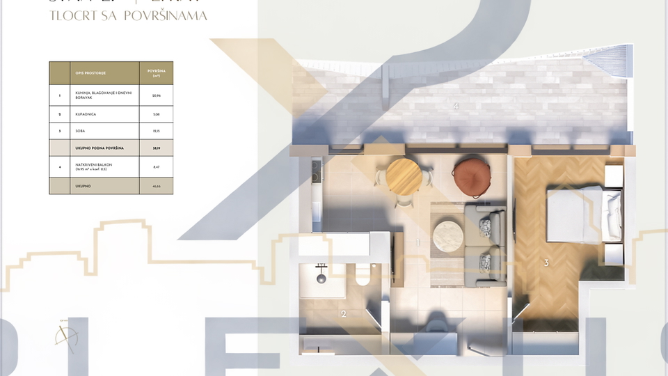Apartment&comma; 38 m2&comma; For Sale&comma; Split - Duilovo