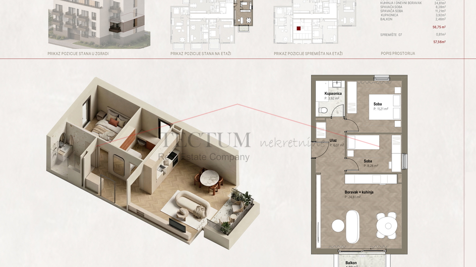 Trnsko&comma; 3-soban stan 56&comma;75m2&comma; 1 KAT&comma; NOVI PROJEKT&excl;