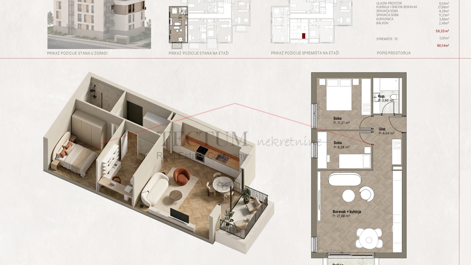 Trnsko&comma; 3-soban stan 59&comma;33m2&comma; 2 KAT&comma; NOVI PROJEKT&excl;