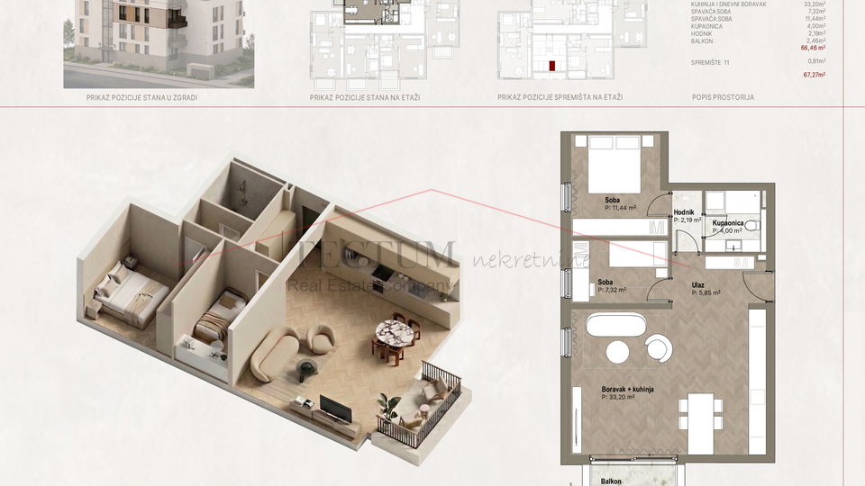 Trnsko&comma; 3-soban stan 66&comma;46m2&comma; 2 KAT&comma; NOVI PROJEKT&excl;