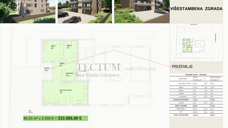 Sesvetski Kraljevec, 3-sobni stan sa PM i vrtom 80,55m2!