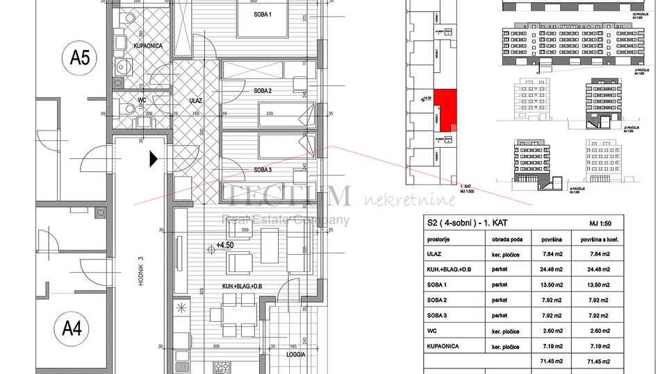 &Ccaron;etverosoban stan 74&comma;42m2&comma; 1 kat&comma; 2990 EUR&sol;m2