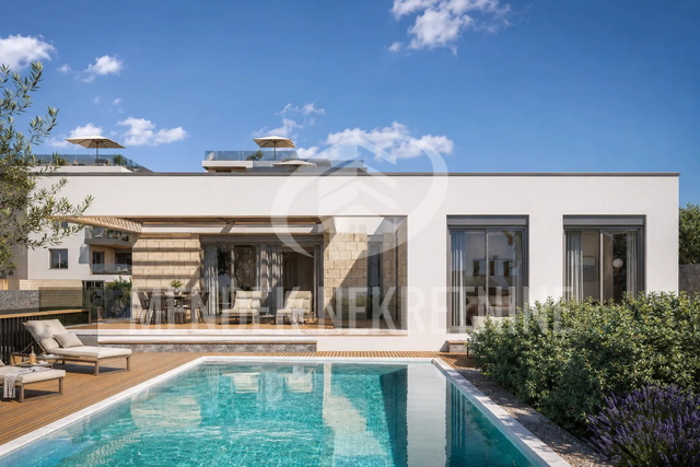 PRIMOŠTEN – luksuzna vila 369 m² s privatnim bazenom, saunom i velikim terasama, 100 m od plaže
