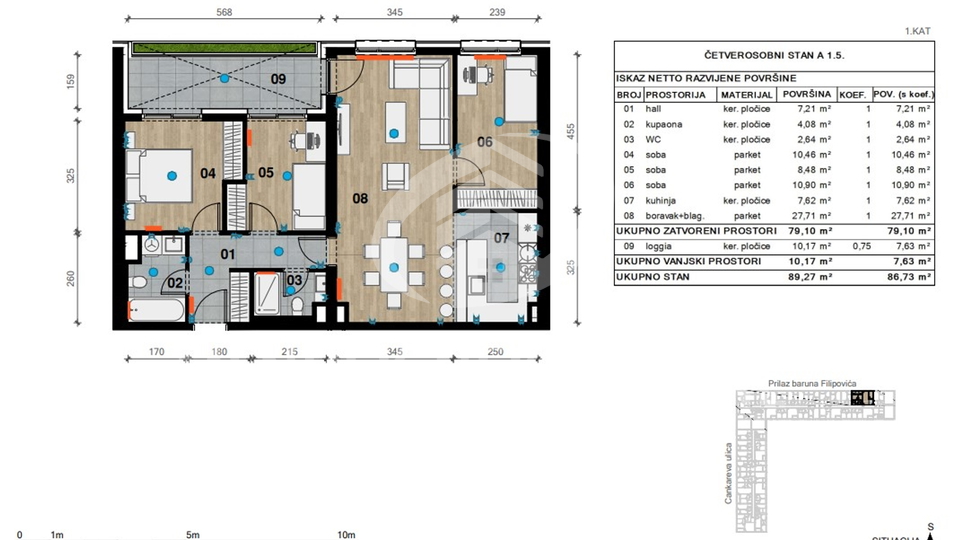 Apartment, 86 m2, For Sale, Črnomerec