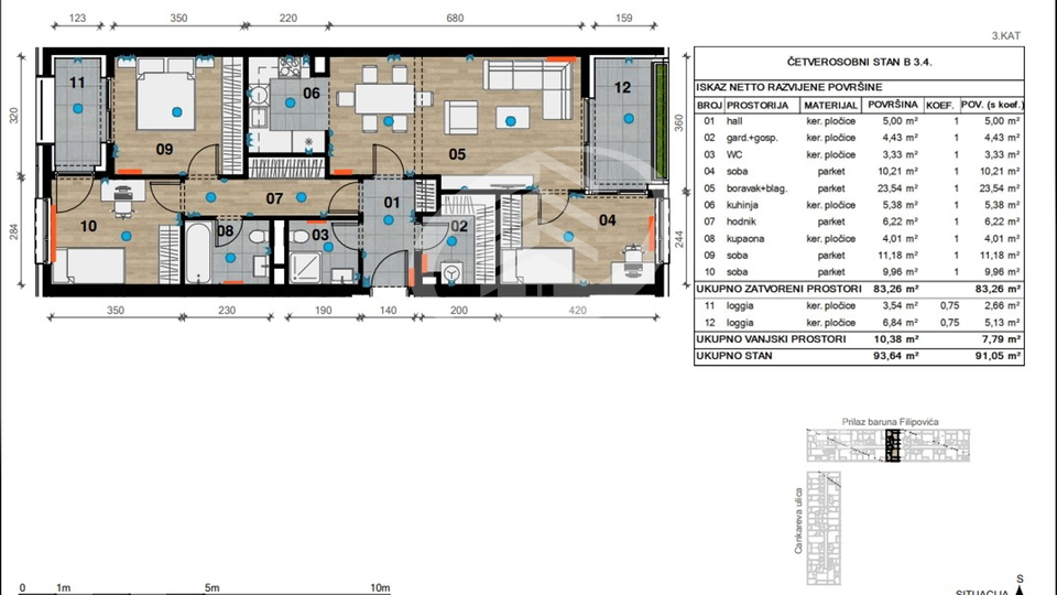 Apartment, 94 m2, For Sale, Črnomerec