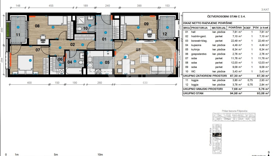 Wohnung, 93 m2, Verkauf, Črnomerec